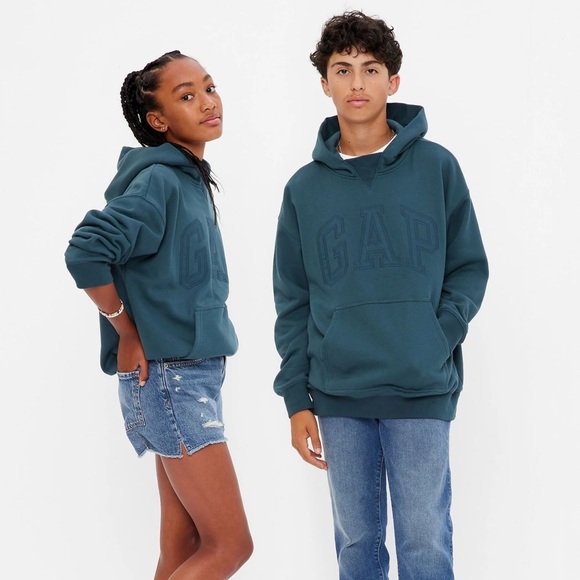 NWT, Gap Teen Logo Hoodie, Girl or Boy, Turquoise Blue, Size 14/16 - Picture 1 of 3